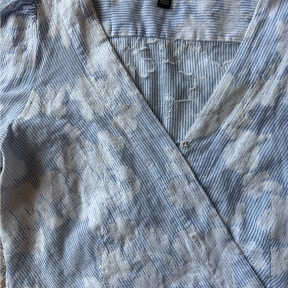 Banana Republic Blue Puff Sleeve Wrap Blouse - Picture 3 of 3